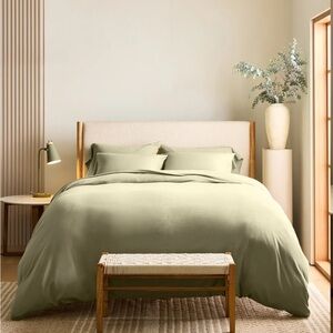 QUINCE Organic Jersey Duvet Cover Set Twin Moss